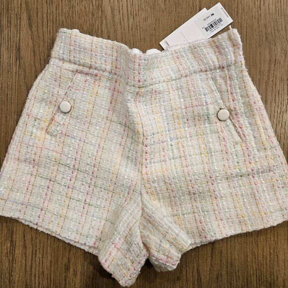 Janie and Jack Other - Janie and Jack Ivory Tweed with Yellow and Pink Stirpes Shorts Girl Size 7 NWT